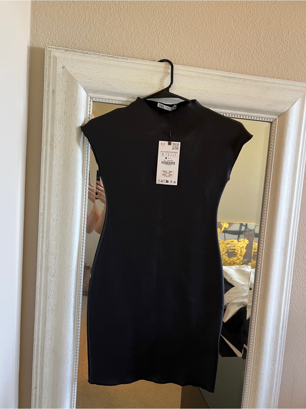 Zara Black Cap-Sleeve Mini Dress